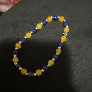Elegant Blue and Yellow Beaded Bracelet